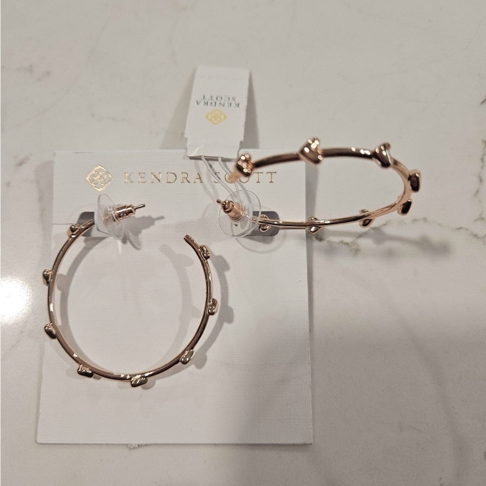 Kendra Scott Haven Heart Hoop Earrings In Rose Gold 14k rose gold plated…